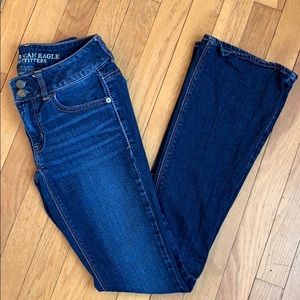 Dark wash boot leg jeans